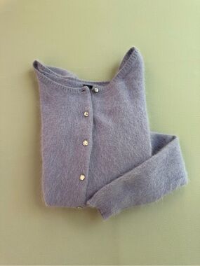 Vintage 90s Angora Purple Cardigan by Hillard & Hanson Women's MEDIUM Hong Kong